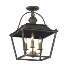 Golden 0888-SF ABI - Golden Lighting Christoff 3-light Semi-Flush Mount in Antique Black Iron
